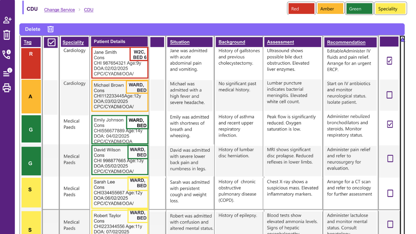 Screenshot of CDU Screen Patent Handover APP